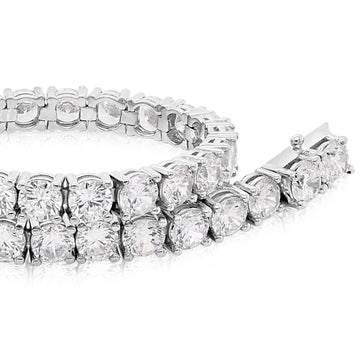 Round Brilliant tennis bracelet with 15.18 carats* of diamond simulants in sterling silver secondary view