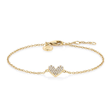 Round Brilliant Signature Simulant pave heart bracelet in 18 carat yellow gold vermeil