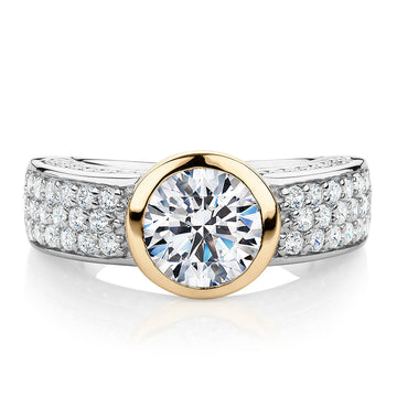 Synergy dress ring with 2.36 carats* of diamond simulants in 10 carat yellow gold and sterling silver