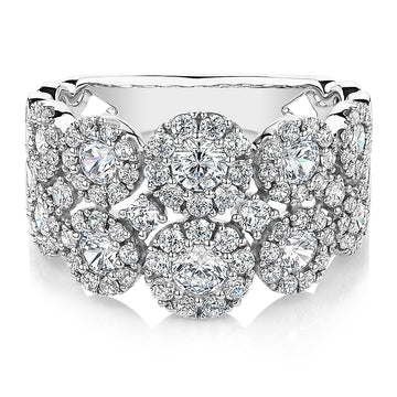 Celeste Dress ring with 1.87 carats* of diamond simulants in 10 carat white gold