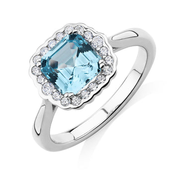 Dress ring with blue topaz simulant in sterling silver secondary view