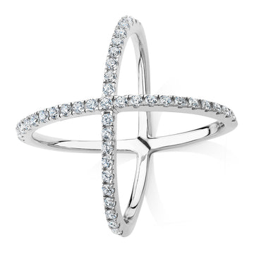 Dress ring with 0.45 carats* of diamond simulants in sterling silver