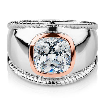 Synergy dress ring with 2.43 carats* of diamond simulants in 10 carat rose gold and sterling silver