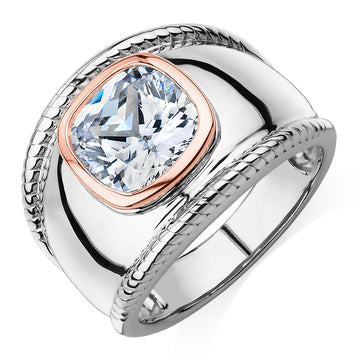 Synergy dress ring with 2.43 carats* of diamond simulants in 10 carat rose gold and sterling silver secondary view