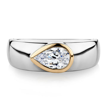 Synergy dress ring with 0.81 carats* of diamond simulants in 10 carat yellow gold and sterling silver