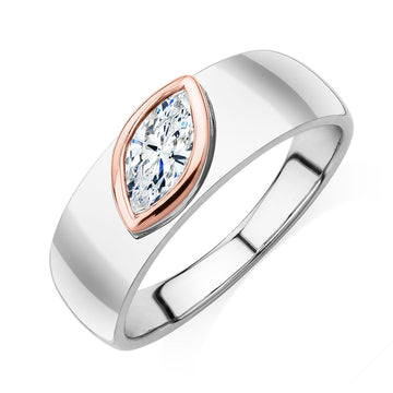Synergy dress ring with 0.47 carats* of diamond simulants in 10 carat rose gold and sterling silve secondary view