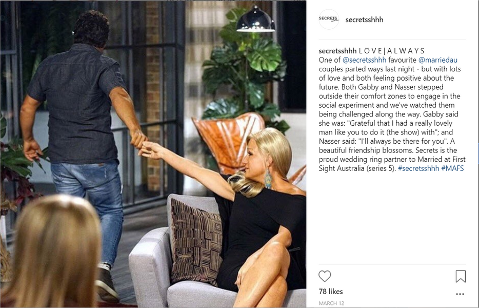 Secrets Shhh featured on Married At First Sight - Gabby and Nasser