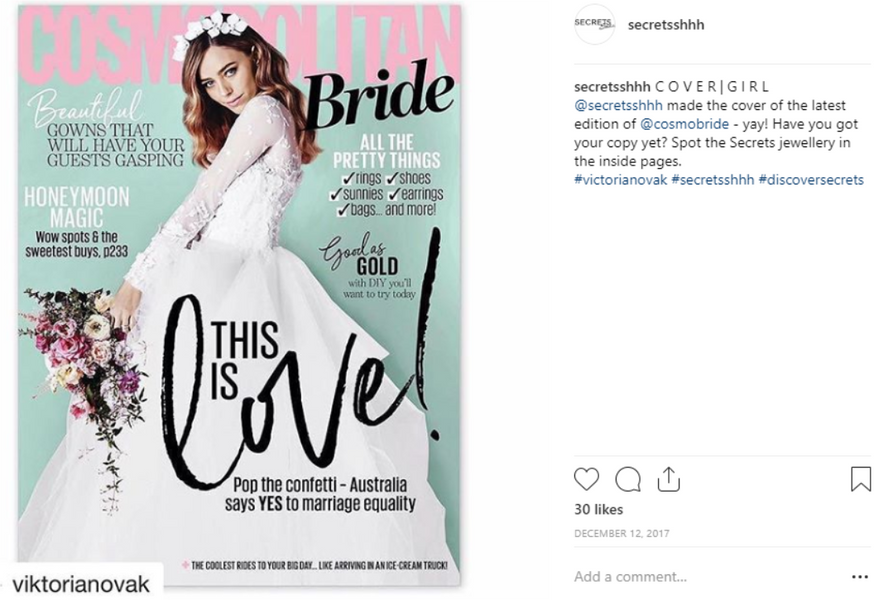 Secrets Shhh featured in Cosmopolitan Bride