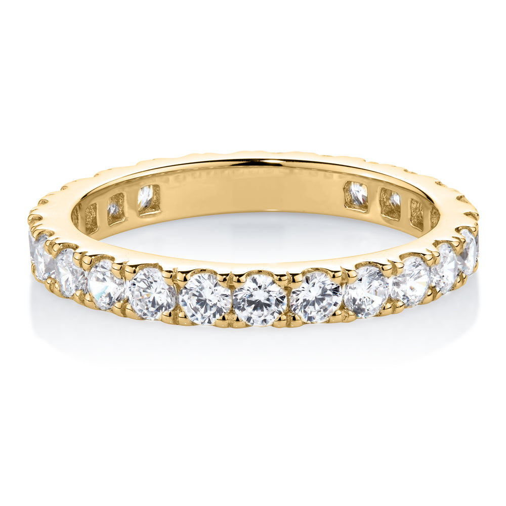 All-rounder eternity band with 1.56 carats* of diamond simulants in 14 carat yellow gold