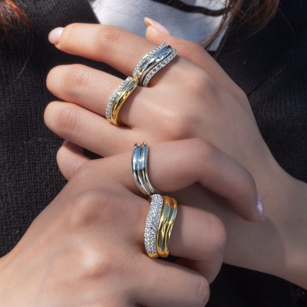 DUO Dress ring with 0.21 carats* of Signature Simulants in sterling silver