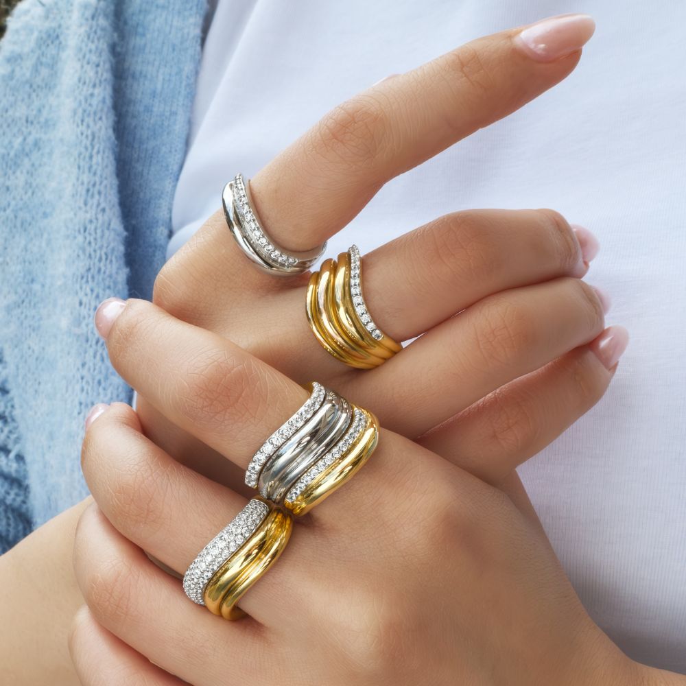 DUO Dress ring in 18 carat yellow gold vermeil