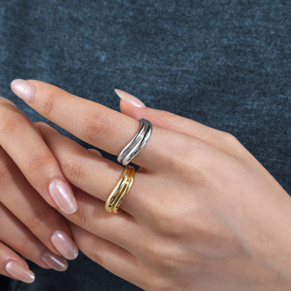 DUO Dress ring in 18 carat yellow gold vermeil