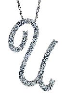 Large fancy initial pendant in sterling silver 'U'