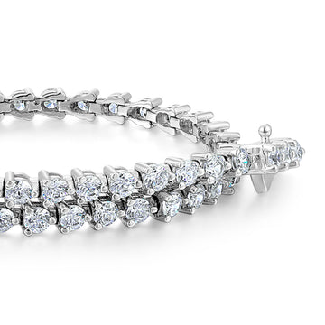 Round Brilliant tennis bracelet with 3.18 carats* of diamond simulants in sterling silver secondary view
