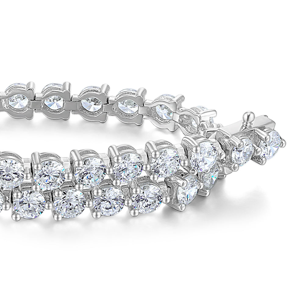 Round Brilliant tennis bracelet with 9.13 carats* of diamond simulants in sterling silver