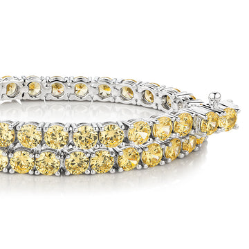 Round Brilliant tennis bracelet with 11 carats* of diamond simulants in sterling silver secondary view