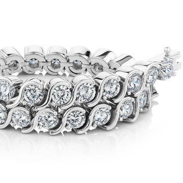 Round Brilliant tennis bracelet with 13.80 carats* of diamond simulants in sterling silver secondary view