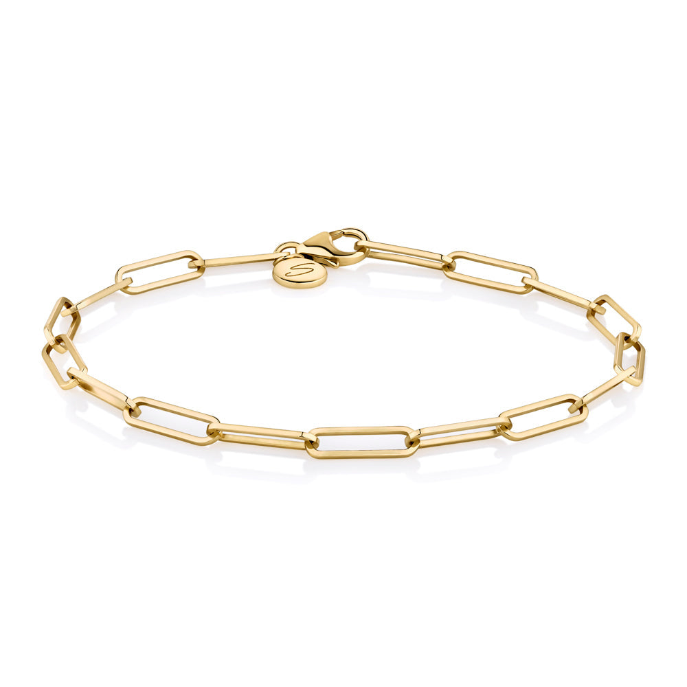 Paperclip bracelet in 18 carat yellow gold vermeil