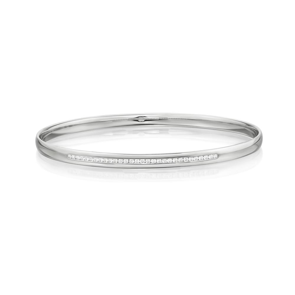 Round Brilliant bangle with 0.45 carats* of diamond simulants in 9 carat white gold