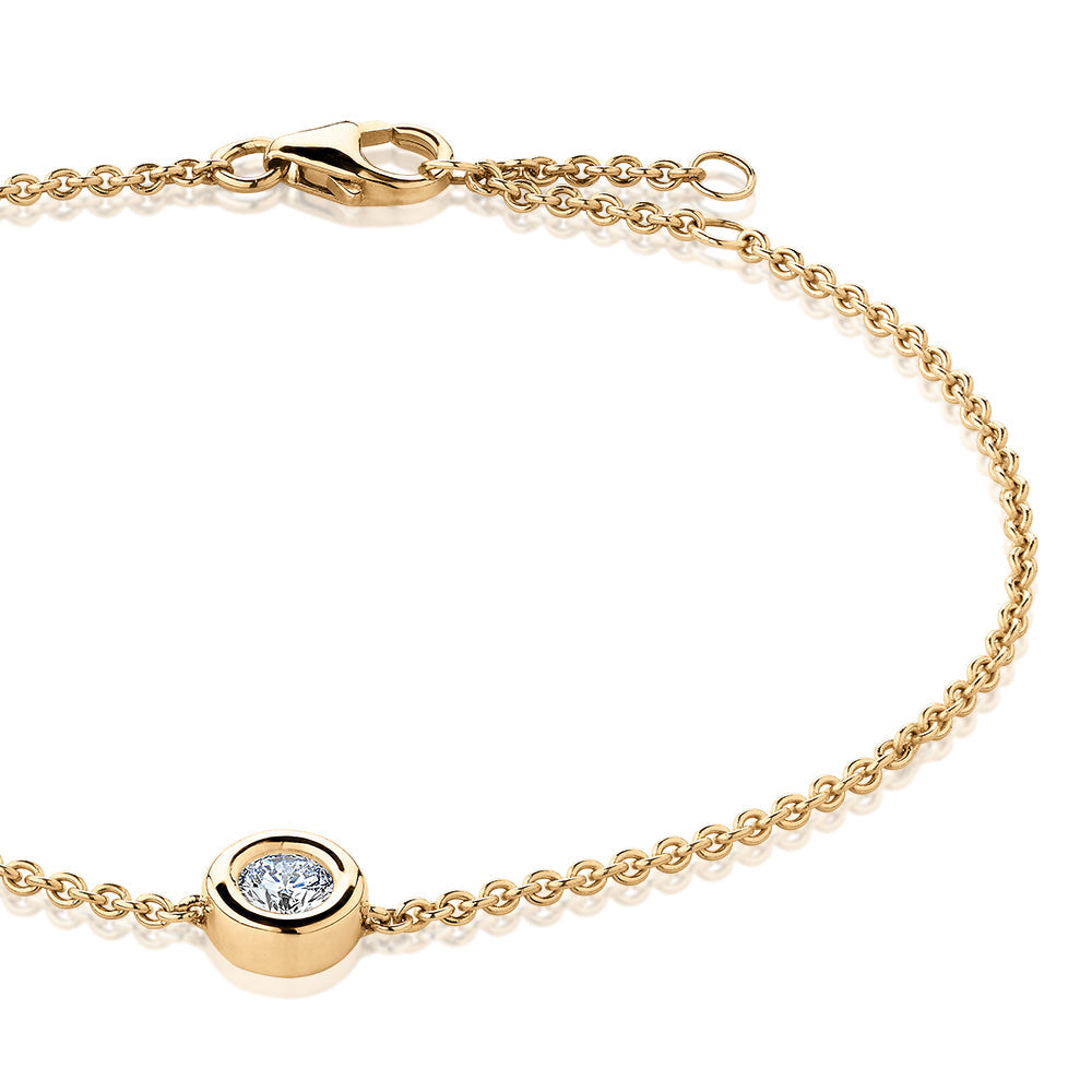 Premium Lab-Grown Diamond, 0.25 carat round brilliant solitaire bracelet in 10 carat yellow gold