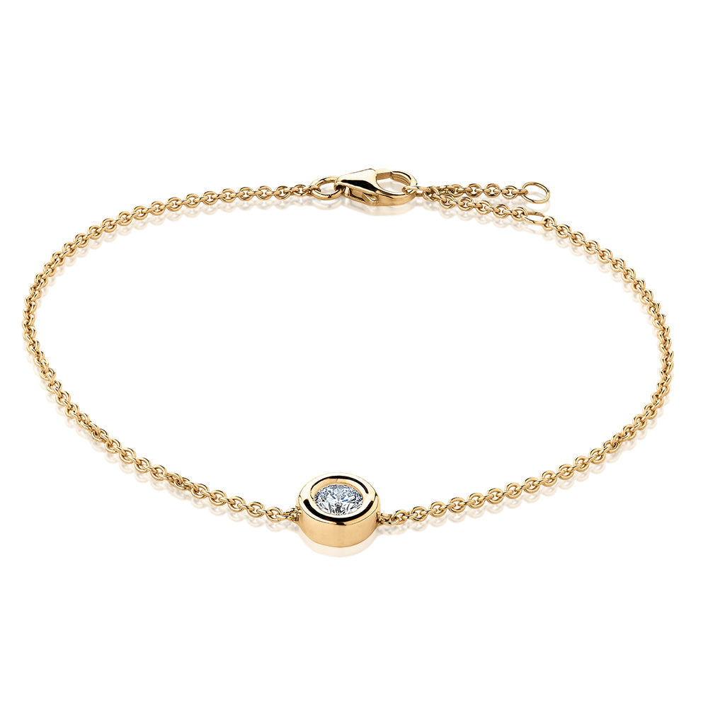 Premium Lab-Grown Diamond, 0.50 carat round brilliant solitaire bracelet in 10 carat yellow gold