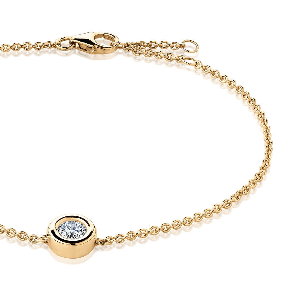 Premium Lab-Grown Diamond, 0.50 carat round brilliant solitaire bracelet in 10 carat yellow gold