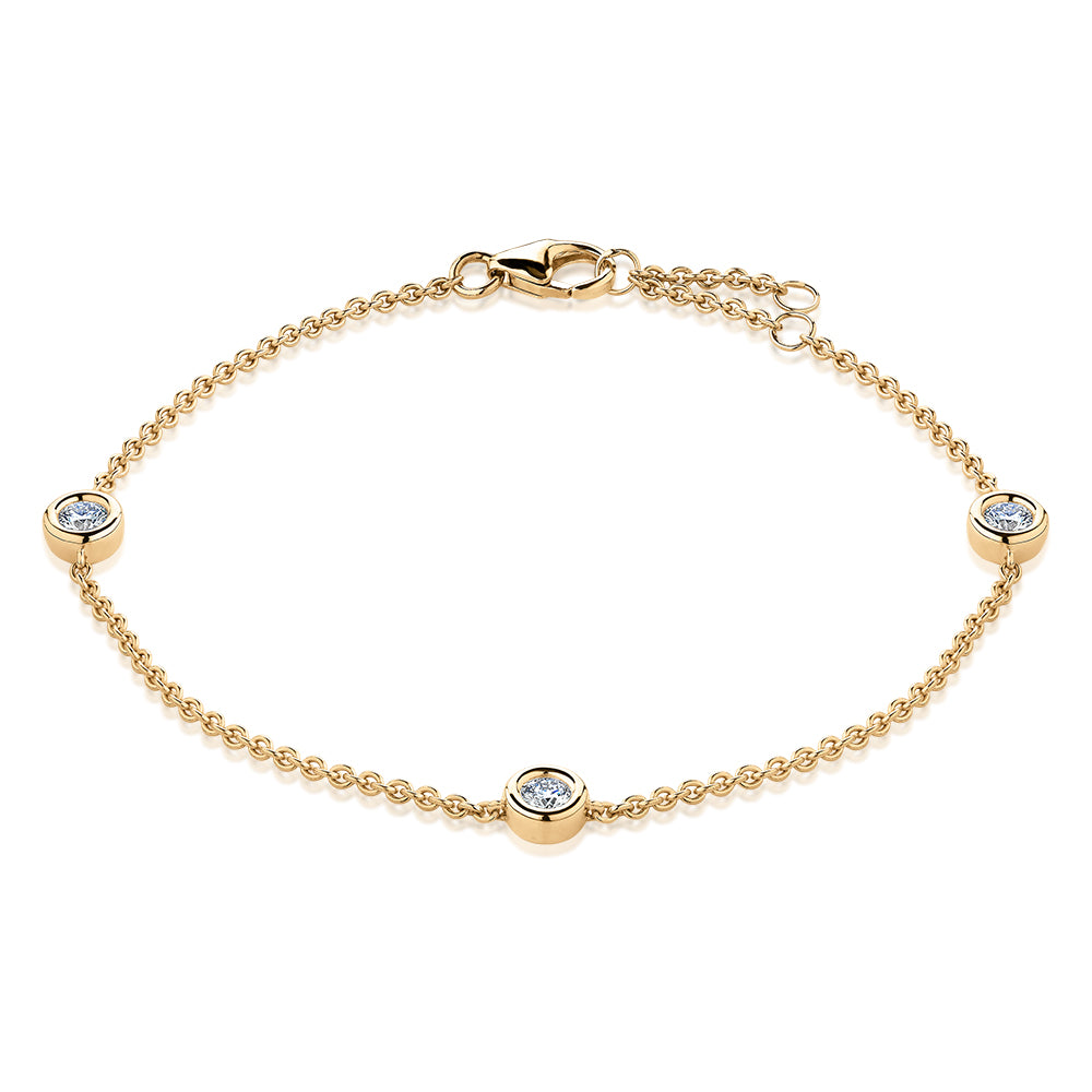 Premium Lab-Grown Diamond, 0.25 carat TW round brilliant solitaire bracelet in 10 carat yellow gold