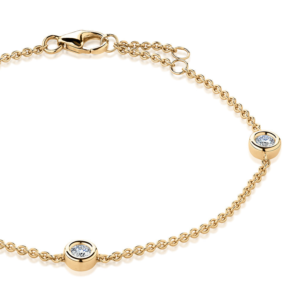 Premium Lab-Grown Diamond, 0.25 carat TW round brilliant solitaire bracelet in 10 carat yellow gold