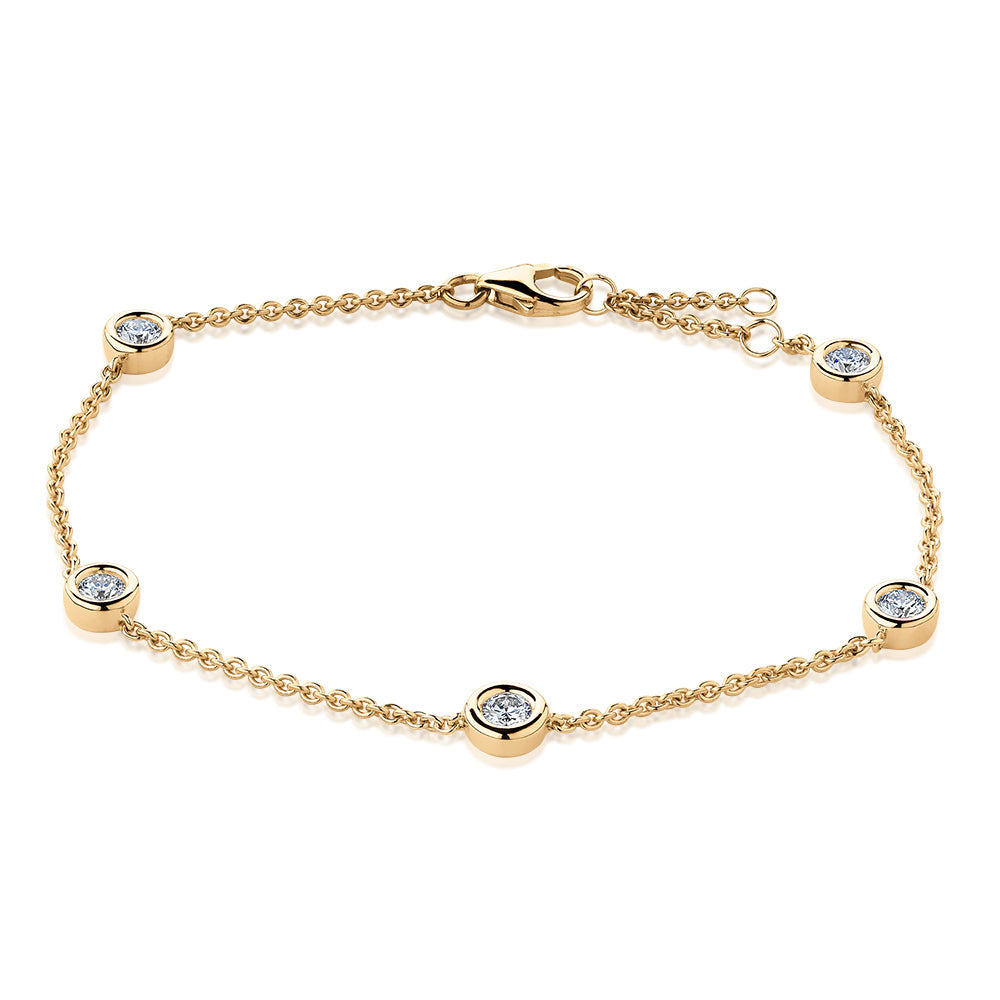 Premium Lab-Grown Diamond, 0.50 carat TW round brilliant solitaire bracelet in 10 carat yellow gold