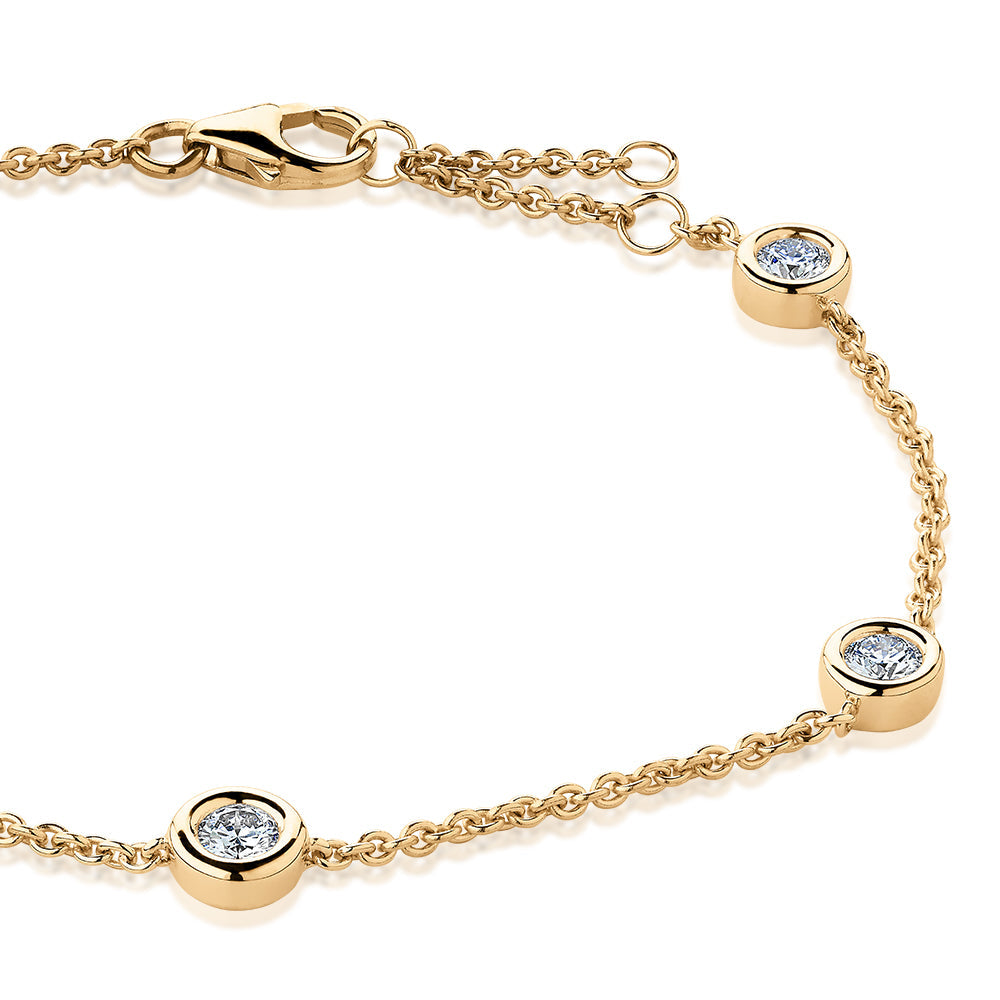 Premium Lab-Grown Diamond, 0.50 carat TW round brilliant solitaire bracelet in 10 carat yellow gold