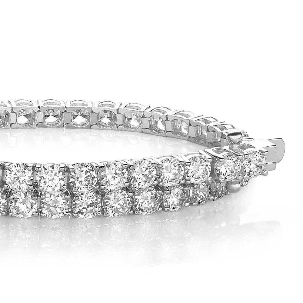 Round Brilliant tennis bracelet with 6.27 carats* of diamond simulants in 10 carat white gold
