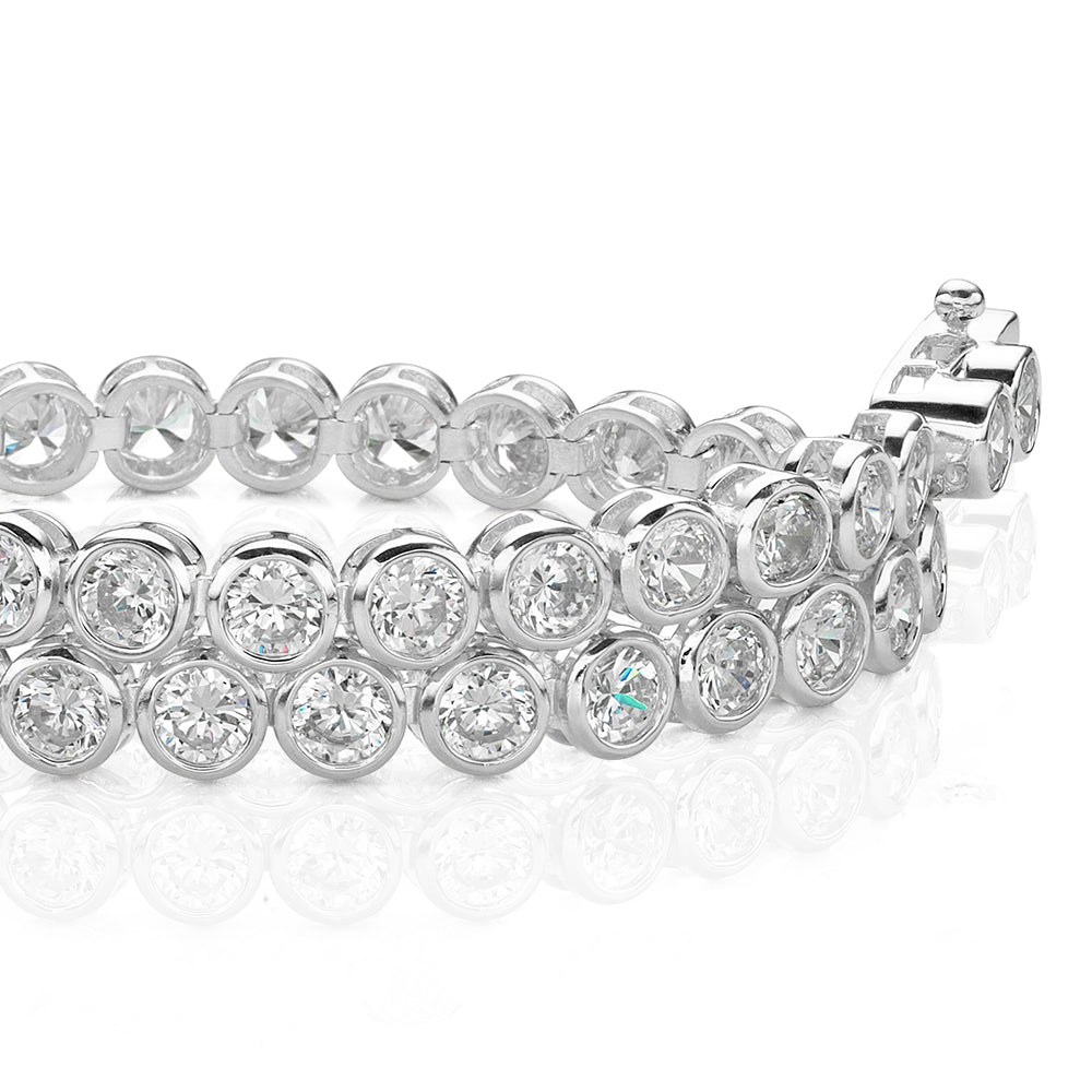 Round Brilliant tennis bracelet with 5.28 carats* of diamond simulants in 10 carat white gold