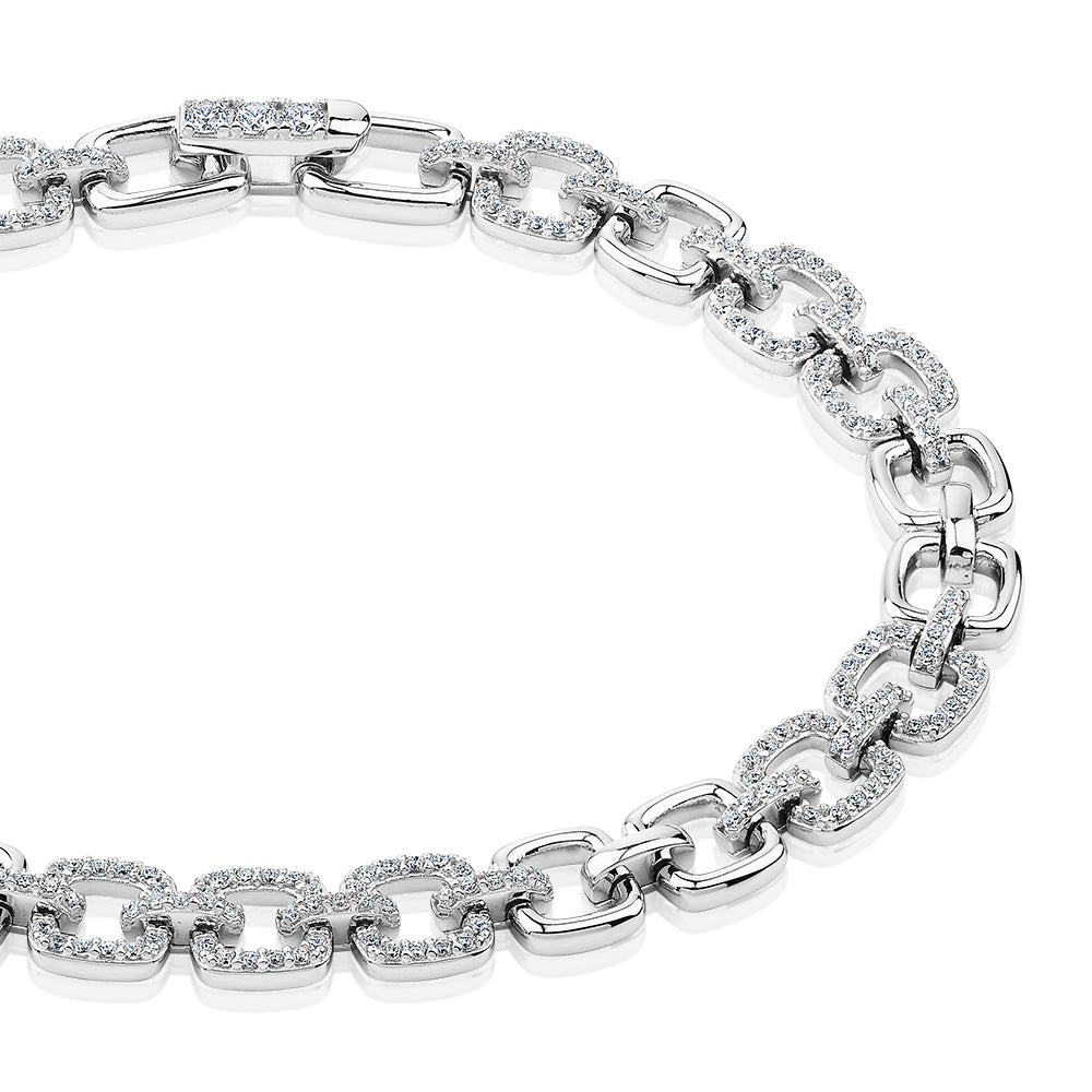 Statement bracelet with 1.40 carats* of diamond simulants in sterling silver