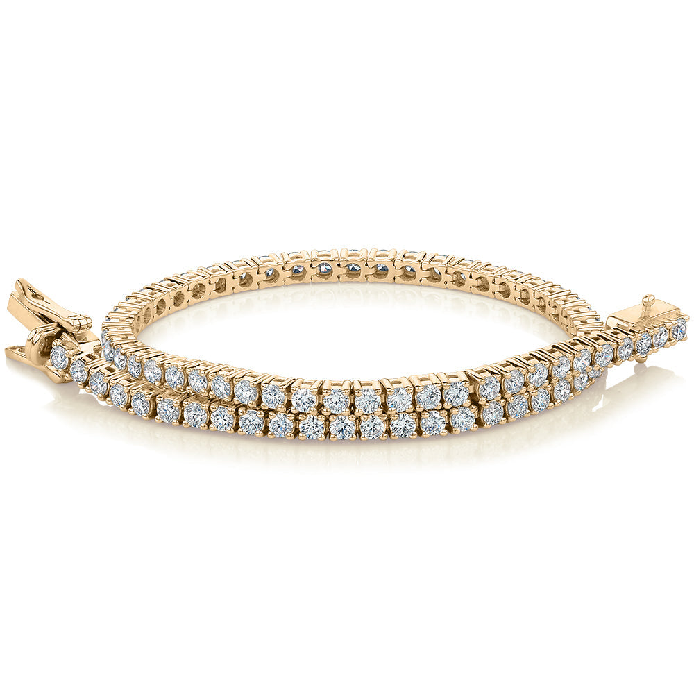 Premium Lab-Grown Diamond, 3 carat TW round brilliant tennis bracelet in 10 carat yellow gold