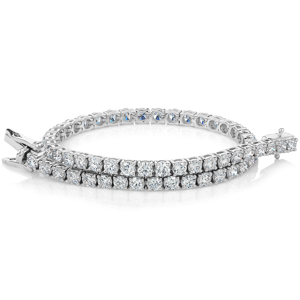 Premium Lab-Grown Diamond, 5 carat TW round brilliant tennis bracelet in 10 carat white gold