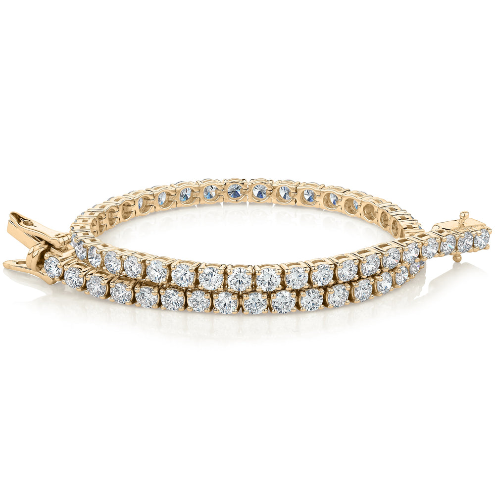 Premium Lab-Grown Diamond, 5 carat TW round brilliant tennis bracelet in 10 carat yellow gold