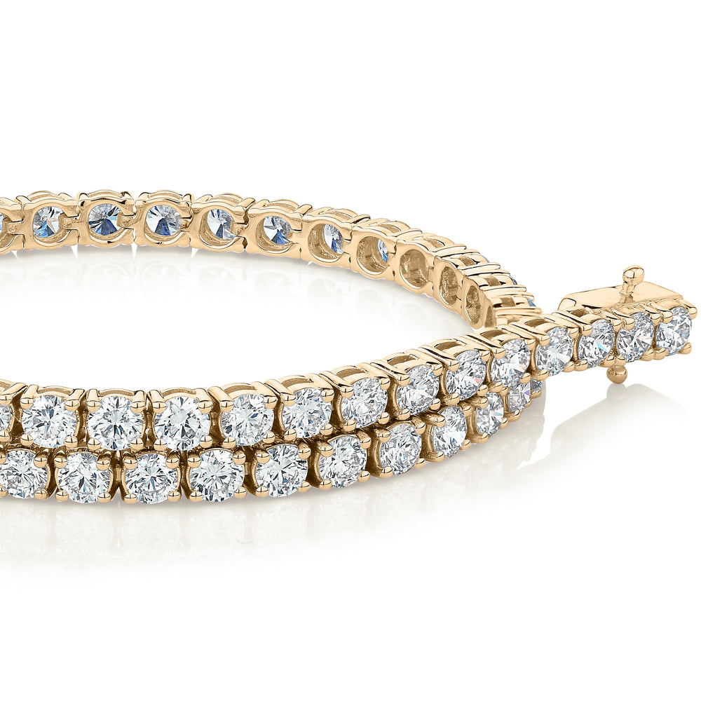 Premium Lab-Grown Diamond, 5 carat TW round brilliant tennis bracelet in 10 carat yellow gold