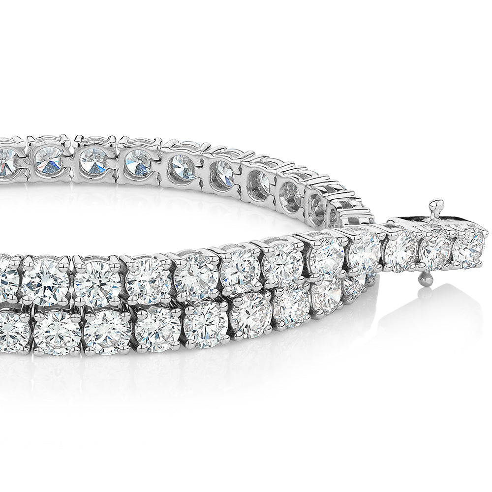 Premium Lab-Grown Diamond, 7 carat TW round brilliant tennis bracelet in 10 carat white gold