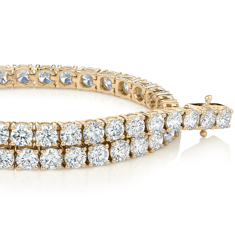 Premium Lab-Grown Diamond, 7 carat TW round brilliant tennis bracelet in 10 carat yellow gold