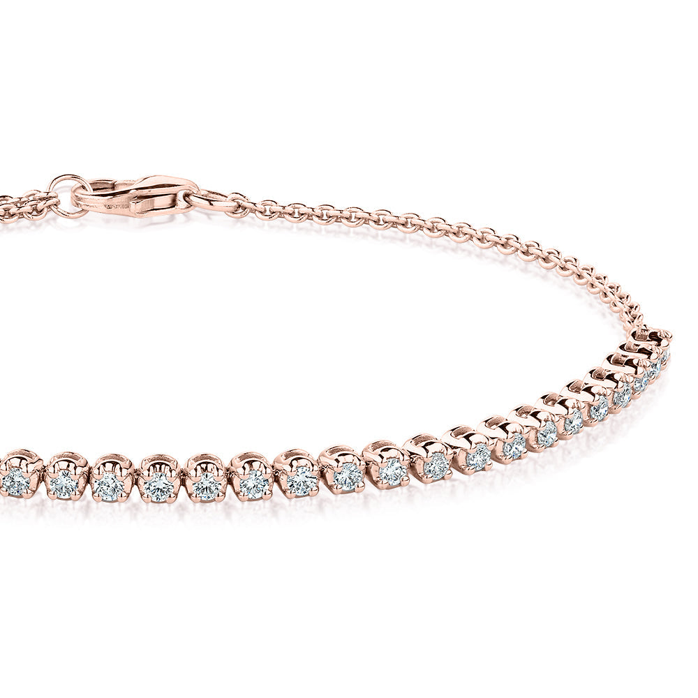 Premium Lab-Grown Diamond, 0.50 carat TW round brilliant tennis bracelet in 10 carat rose gold