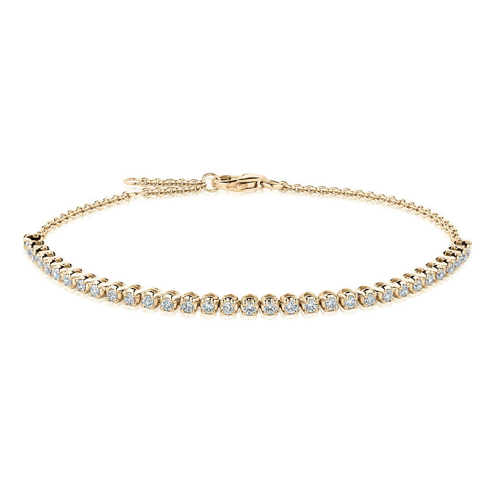 Premium Lab-Grown Diamond, 0.50 carat TW round brilliant tennis bracelet in 10 carat yellow gold