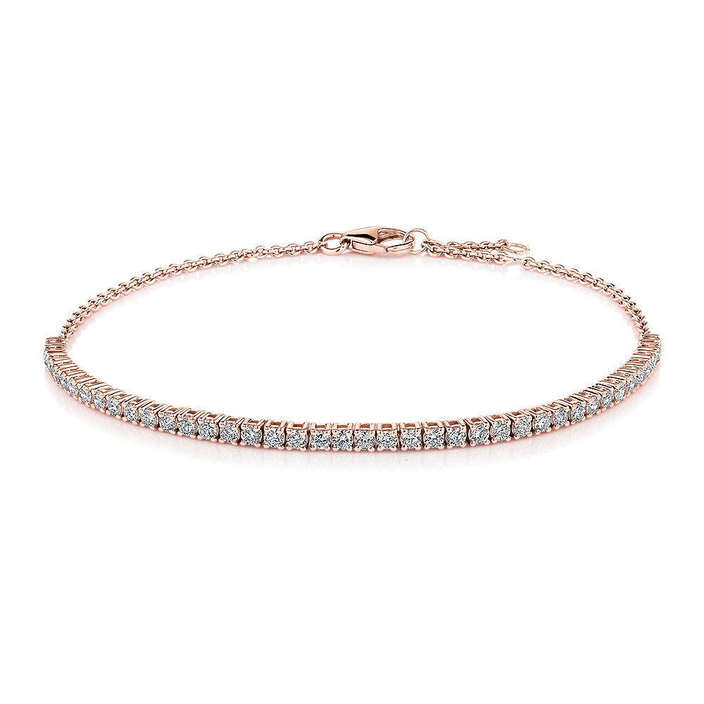 Premium Lab-Grown Diamond, 1.00 carat TW round brilliant tennis bracelet in 10 carat rose gold