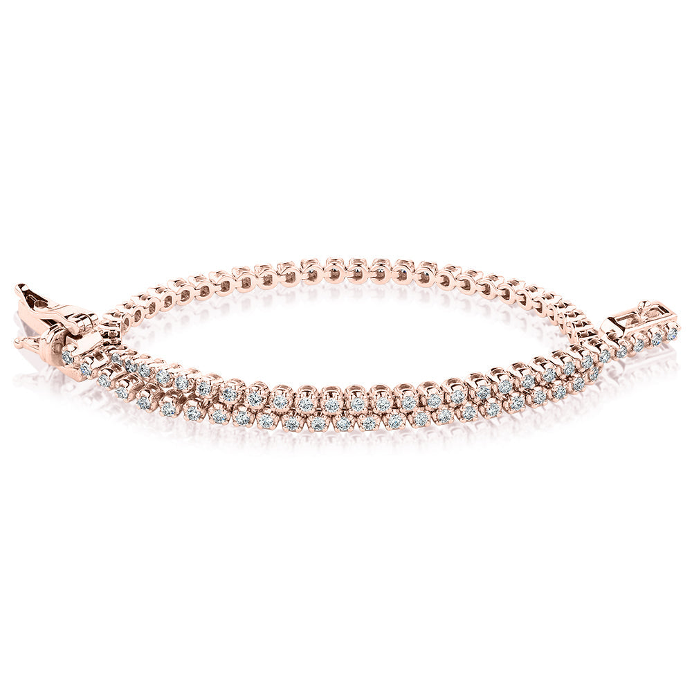 Premium Lab-Grown Diamond, 0.70 carat TW round brilliant tennis bracelet in 10 rose gold