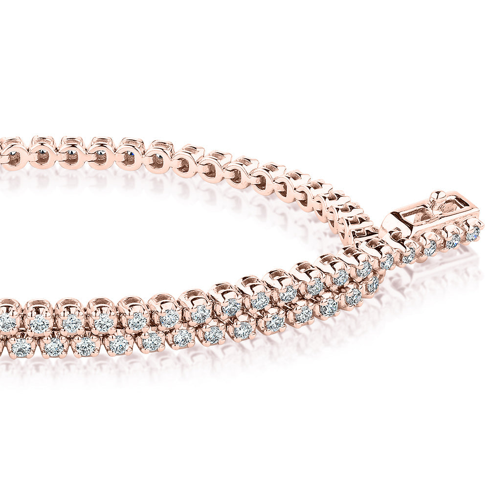 Premium Lab-Grown Diamond, 0.70 carat TW round brilliant tennis bracelet in 10 rose gold