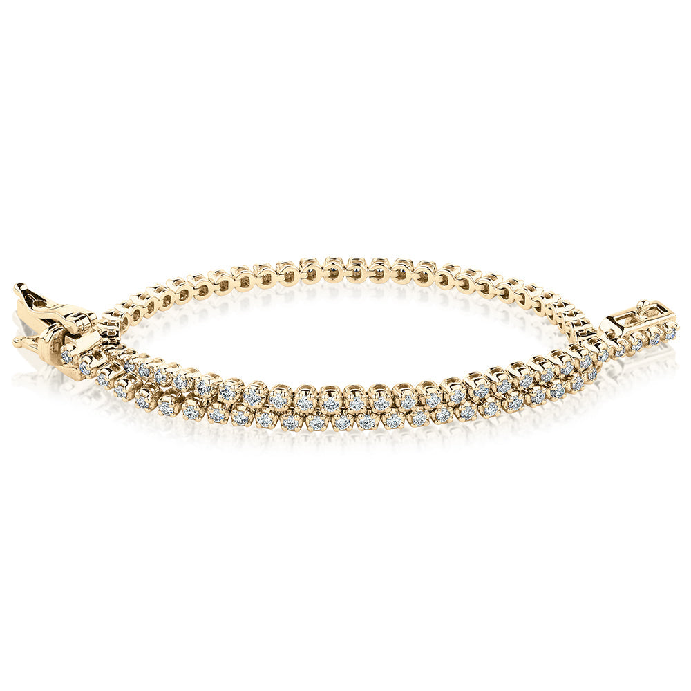 Premium Lab-Grown Diamond, 0.70 carat TW round brilliant tennis bracelet in 10 carat yellow gold