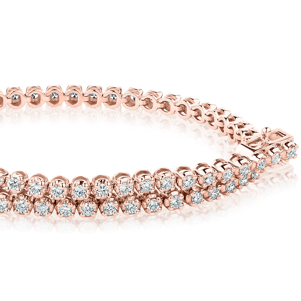 Premium Lab-Grown Diamond, 1.00 carat TW round brilliant tennis bracelet in 10 carat rose gold
