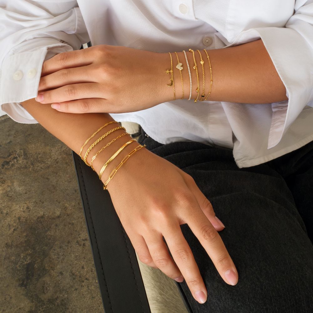 Mini disc bracelet in 18 carat yellow gold vermeil