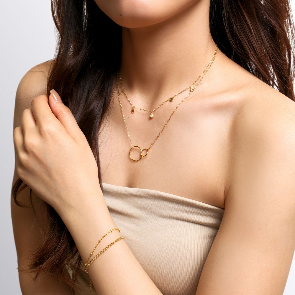 Mini antique disc necklace in 18 carat yellow gold vermeil