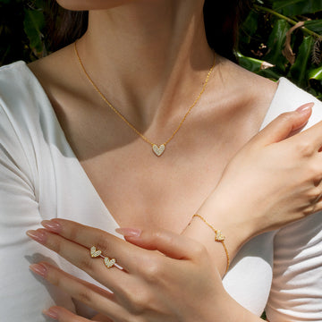 Round Brilliant Signature Simulant fancy heart earrings in 18 carat yellow gold vermeil secondary view