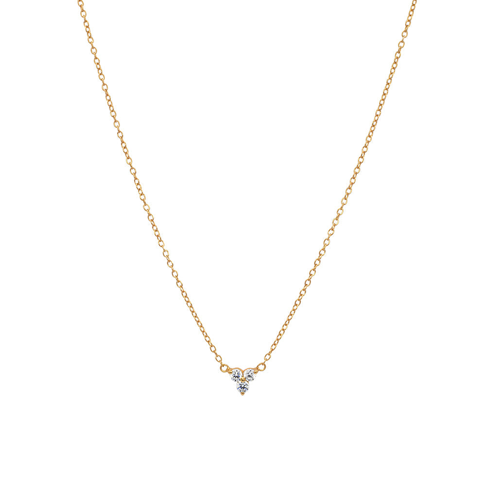 Round Brilliant Signature Simulant trio necklace in 18 carat yellow gold vermeil